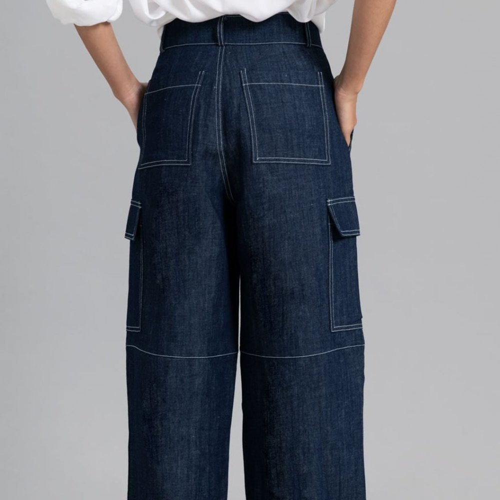 The Frankie Shop Lomi Cargo Denim Pants (Navy) Si… Gem